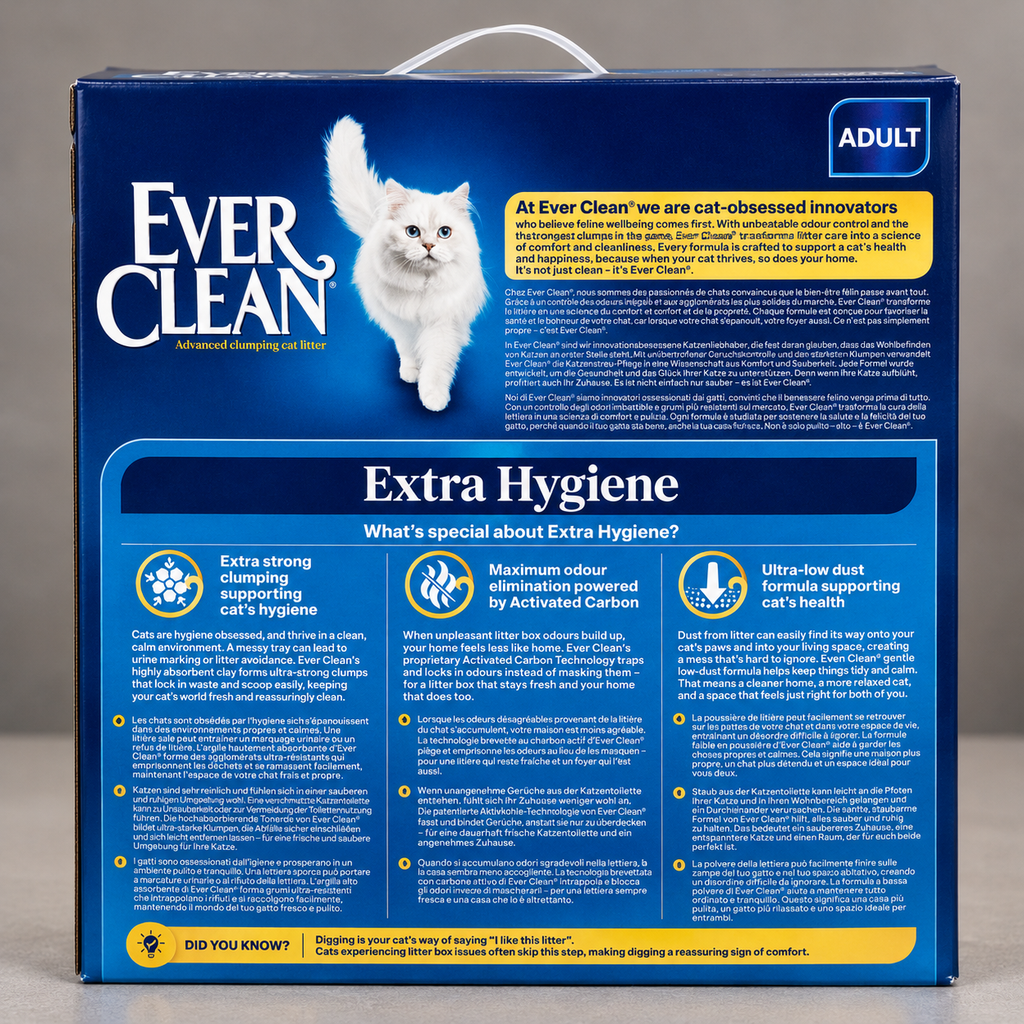 Ever Clean Extra Hygiene 10L – Άμμος Γάτας Χωρίς Άρωμα με Ενεργό Άνθρακα