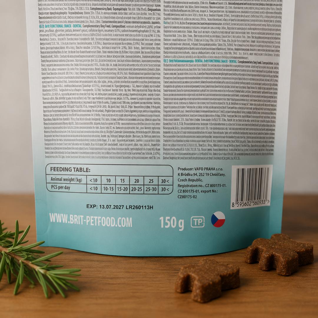 Brit Functional Snack Dental Venison & Rosemary – Λιχουδιές Σκύλου για Δόντια & Ούλα 150g