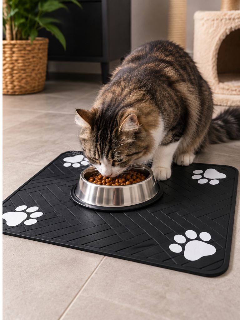 PawIsland Pet Mat – Αντιολισθητικό Πατάκι Σκύλου & Γάτας Μαύρο