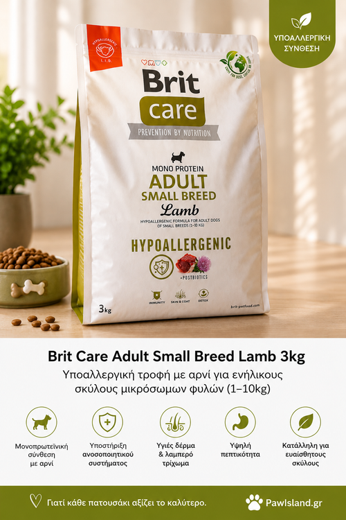 Brit Care Adult Small Breed Lamb 7kg – Υποαλλεργική Τροφή 🐾