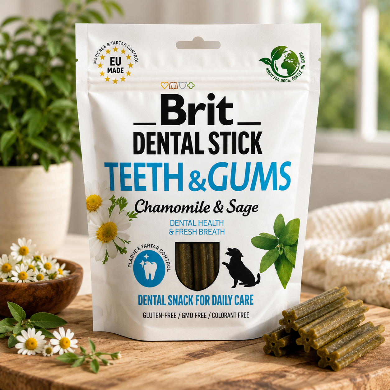 Brit Dental Stick Teeth & Gums με Χαμομήλι & Φασκόμηλο 251g για Σκύλους