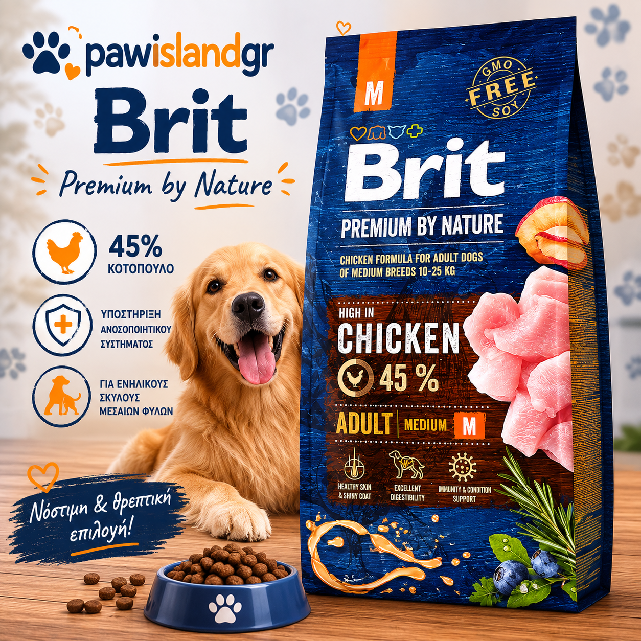 Brit Premium by Nature Adult Medium Chicken 15kg – Ξηρά Τροφή Σκύλου